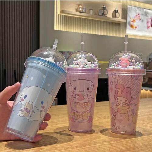 450Ml Cinnamoroll Straw Cups Anime Cartoon Sanrio My Melody