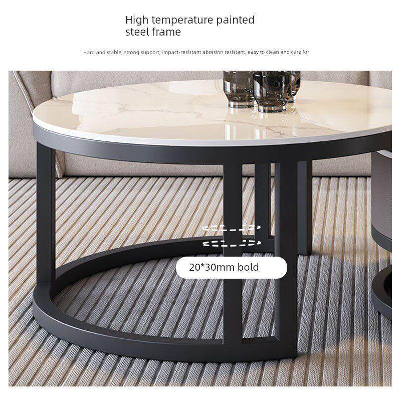 石板电视柜咖啡桌组合家庭客厅小公寓现代简单落地灯豪华椭圆形咖