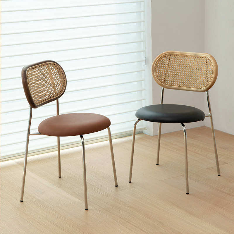 北欧藤编餐椅金属软包椅ins简约家用书桌椅民宿拍照靠背椅,住宅家具,餐椅,淘宝优惠券,粉丝福利购,淘宝优惠卷