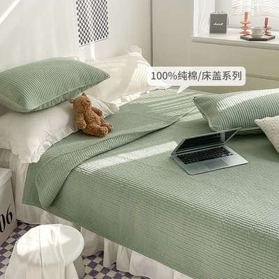 纯色夹棉床单纯棉床盖150x180x200cm单双人全棉被单枕套可水洗夏