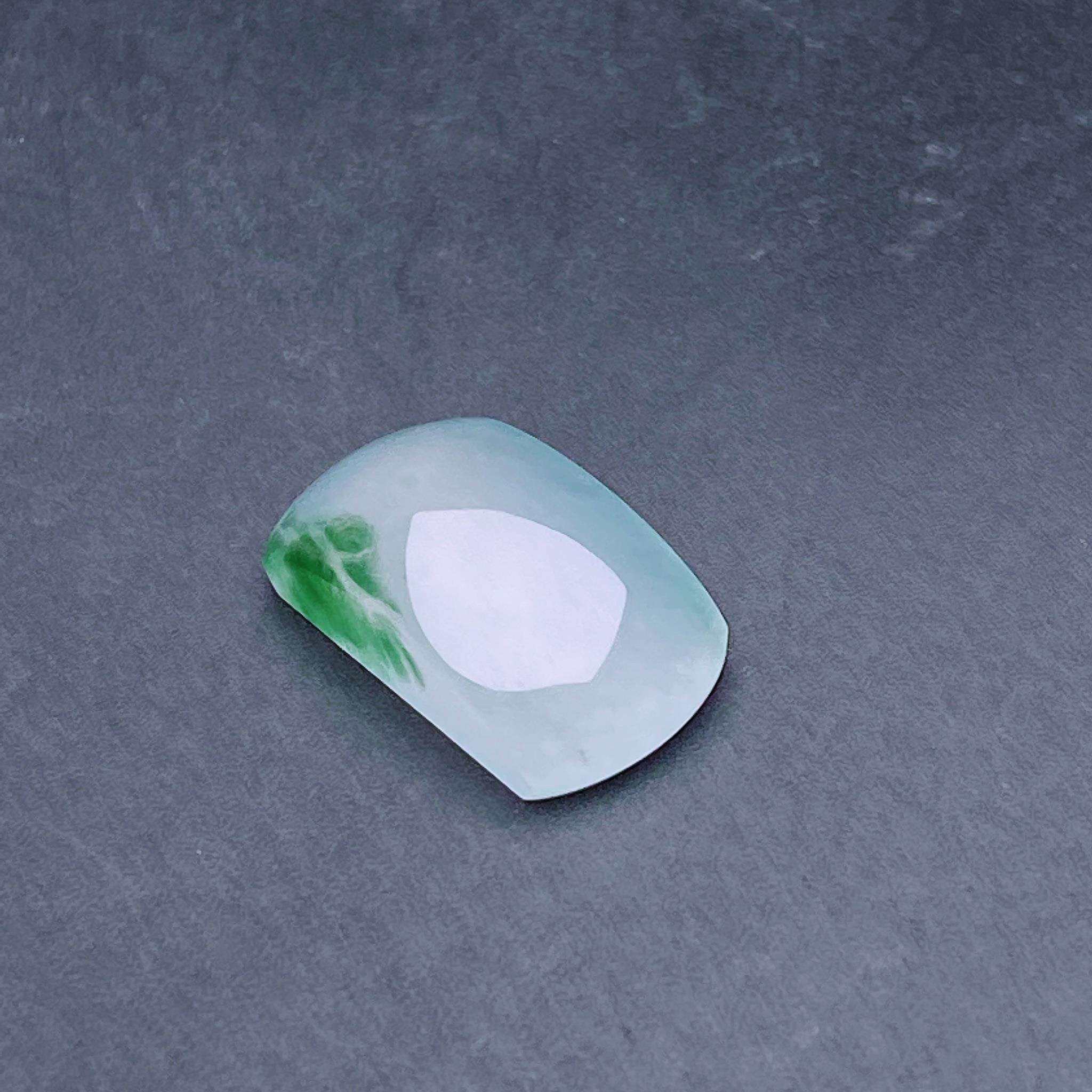 缅甸天然翡翠a货冰飘花马鞍戒面裸石fxj，尺寸：15.2-8.5-4.5mm