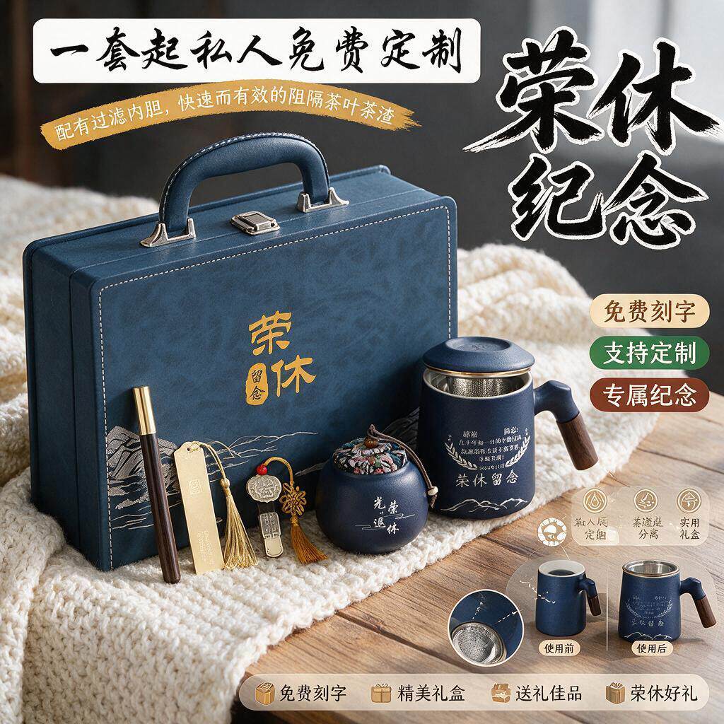 送老师老干部同事光荣退休纪念品高档实用定制刻字周年庆商务礼物