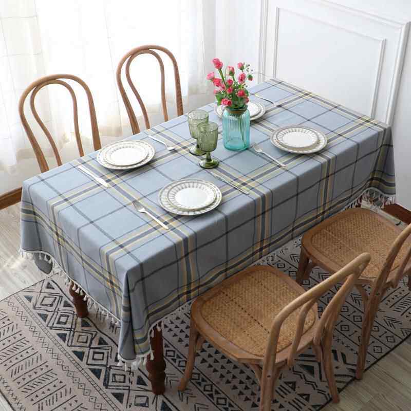 正品棉麻格桌布北子欧简约餐i桌布茶几布长形家用台布n方s风盖布