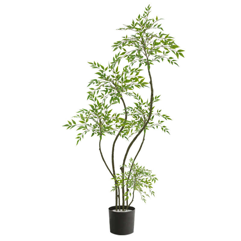 多杆小叶南天竹仿真绿植落地盆栽高端轻奢办公室室内装饰客厅玄关