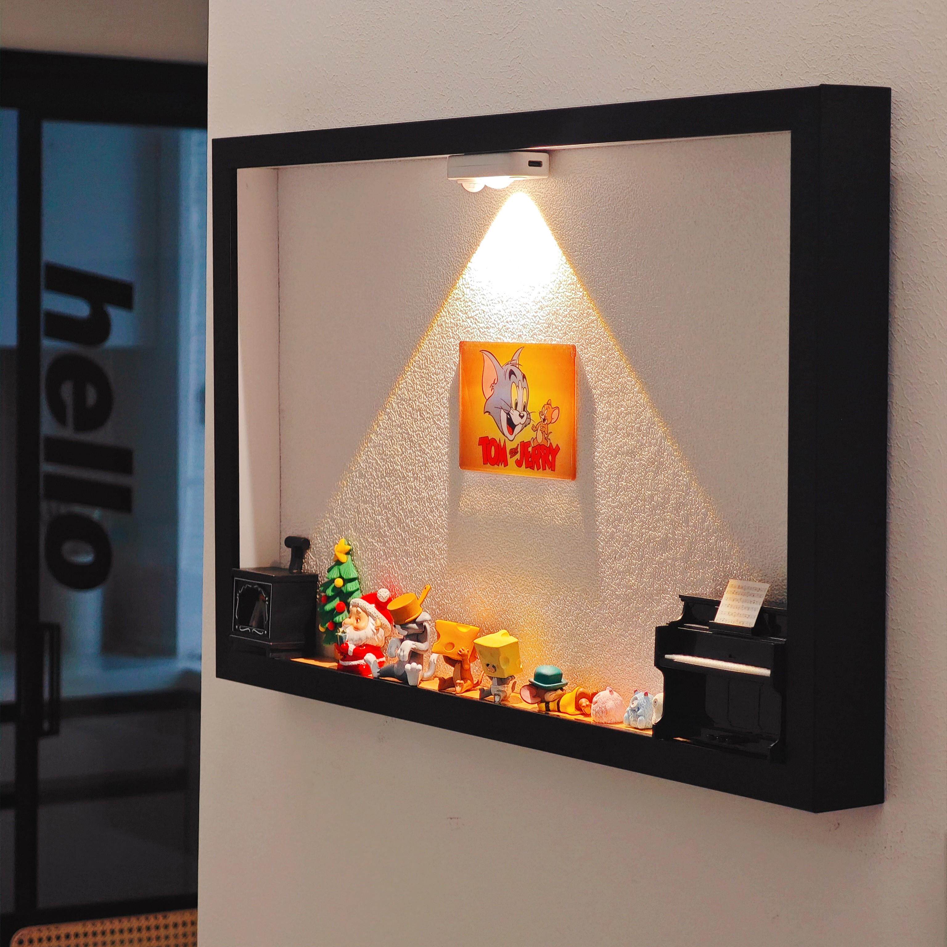 猫和老鼠娃娃屋挂画画感应夜灯玄关装饰画画电表箱弱电箱洞口遮挡