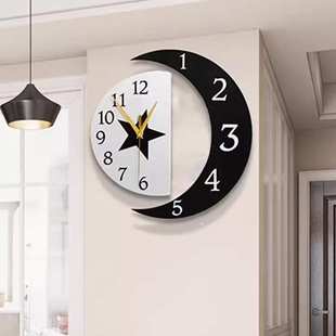 北欧挂钟日月星辰数字时钟表客厅家用挂钟亚克力钟表静音 跨境爆款