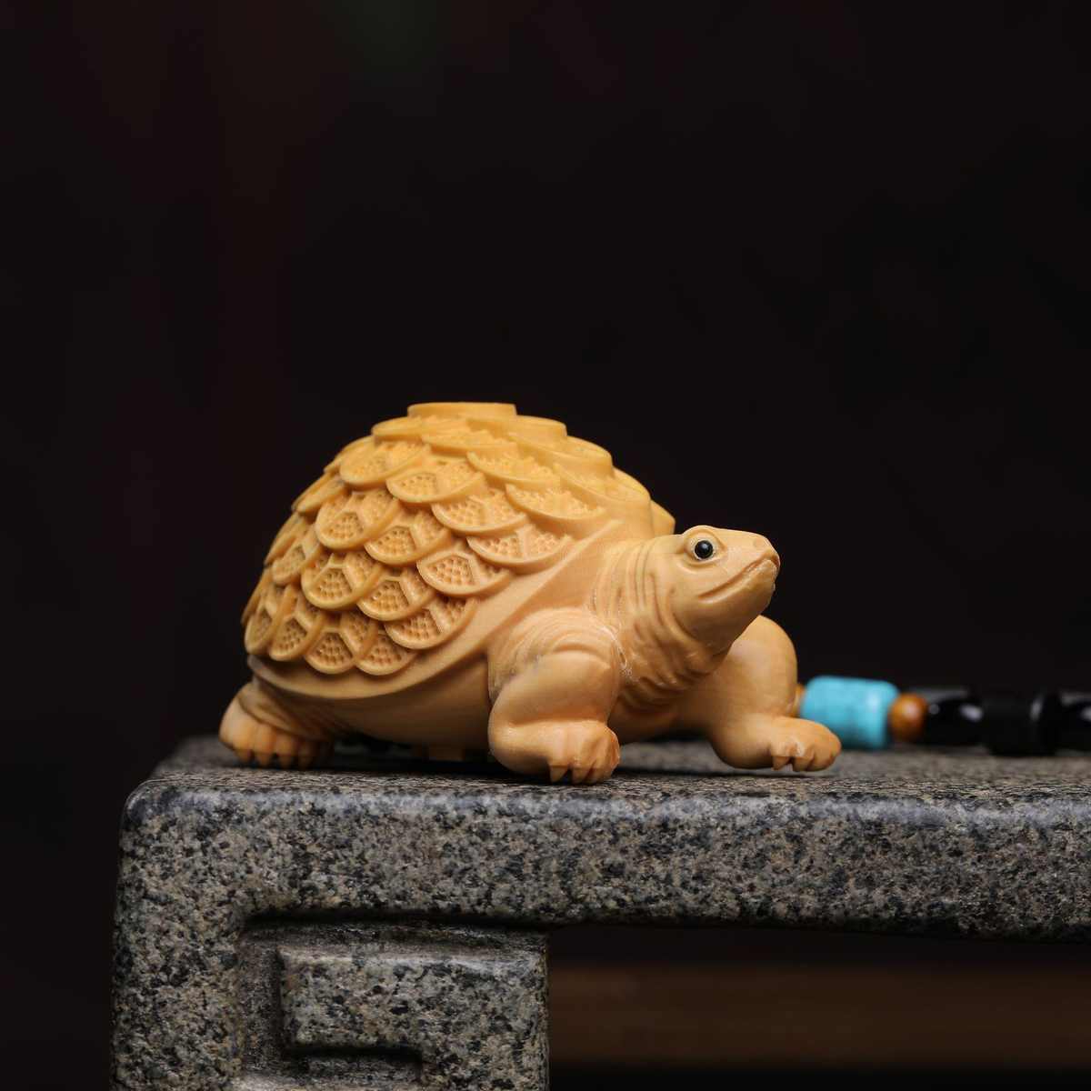 文玩车摆件木雕金钱龟黄杨件手把挂件金钱龟家居【】店铺