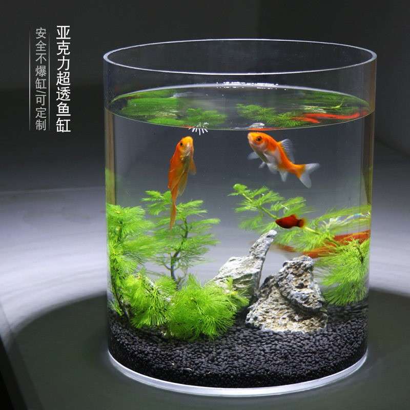 创意亚克力圆柱形金鱼缸客厅小型办公室圆桶鱼缸圆形乌龟缸家用缸