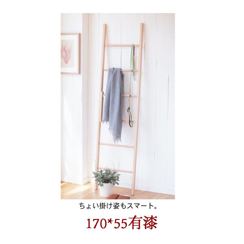 正品墙梯形衣帽架落地木日式靠梯子架毛巾实收纳角装饰转木梯挂衣