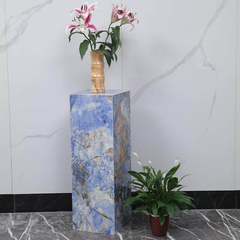 客厅高级展示台边几落地式摆件方纳蓝摆台装饰品大理石岩板摆台