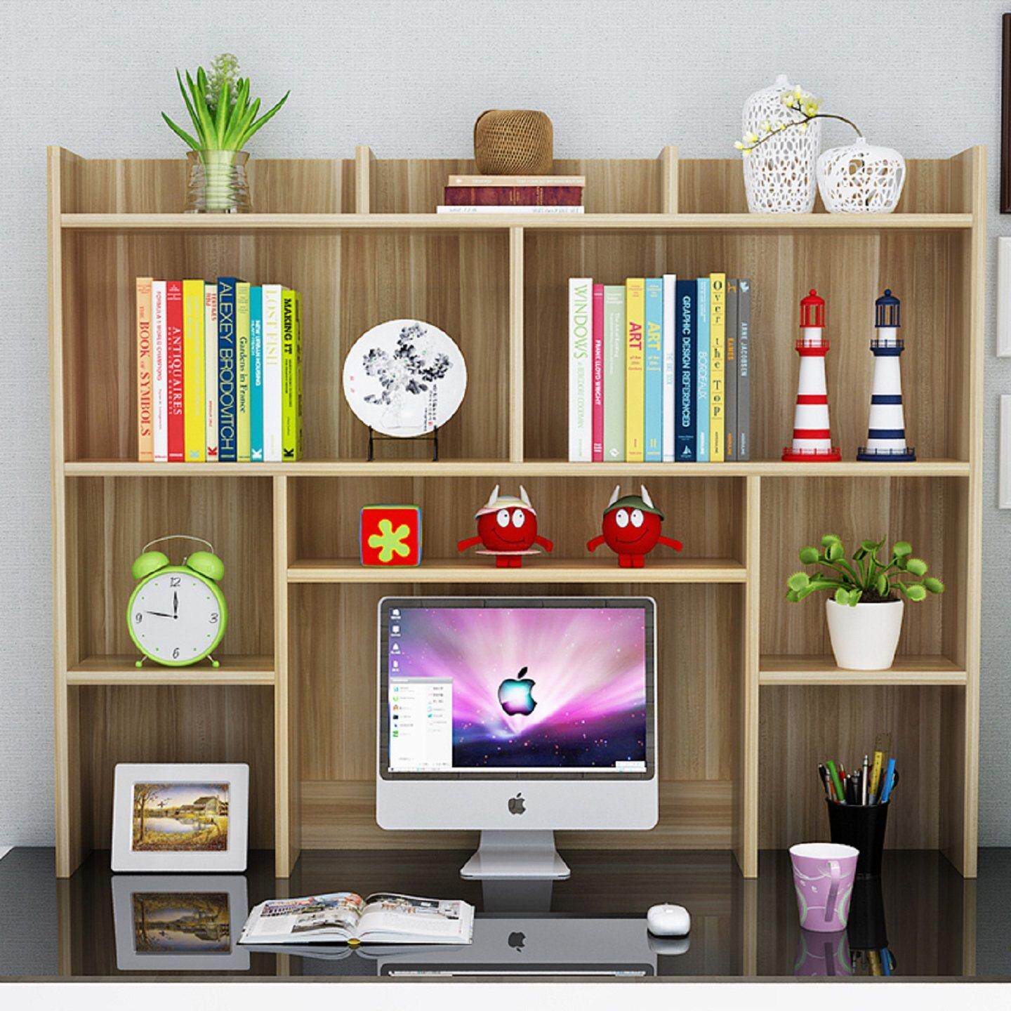 现代简易桌上书架置物架宿舍用经济型书柜电脑架家用书桌上收纳柜