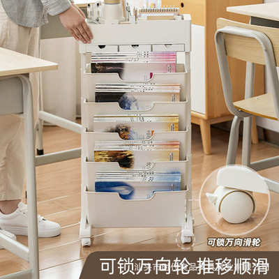 桌边可移动书架宿舍书房办公电脑桌旁书架带轮塑料桌边书书桌厂家