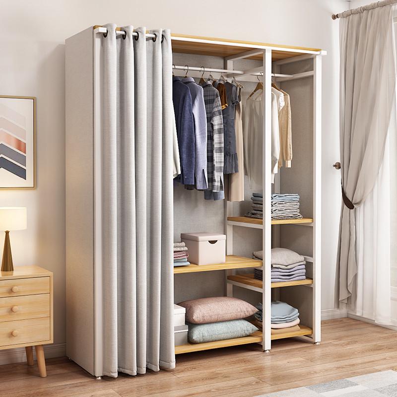 衣柜组装衣帽间简易组装家用衣架卧室收纳门用柜小户型出租房布帘