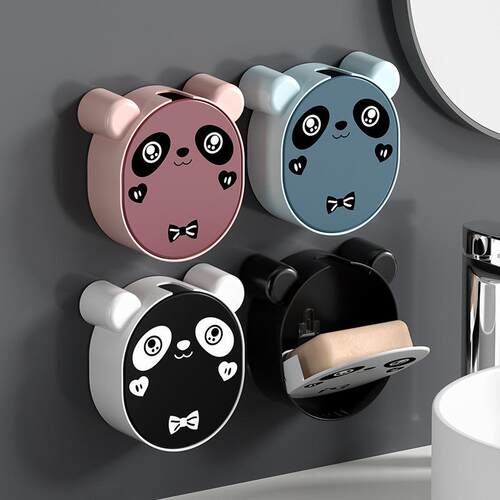 Cartoon Panda Soap Box Shelf, Bathroom Wall-Mounted Storage,