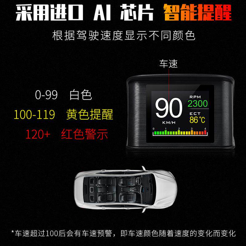 2.2寸抬头显示HUD汽车行车电脑投影仪车载显示器P10