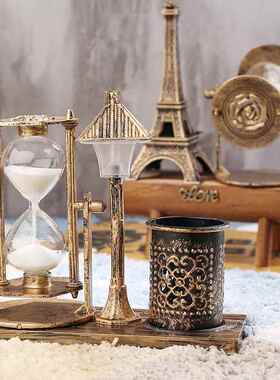 创学意复古桩1027巴黎铁塔沙漏件生礼物木摆质树沙漏装饰摆件厂家