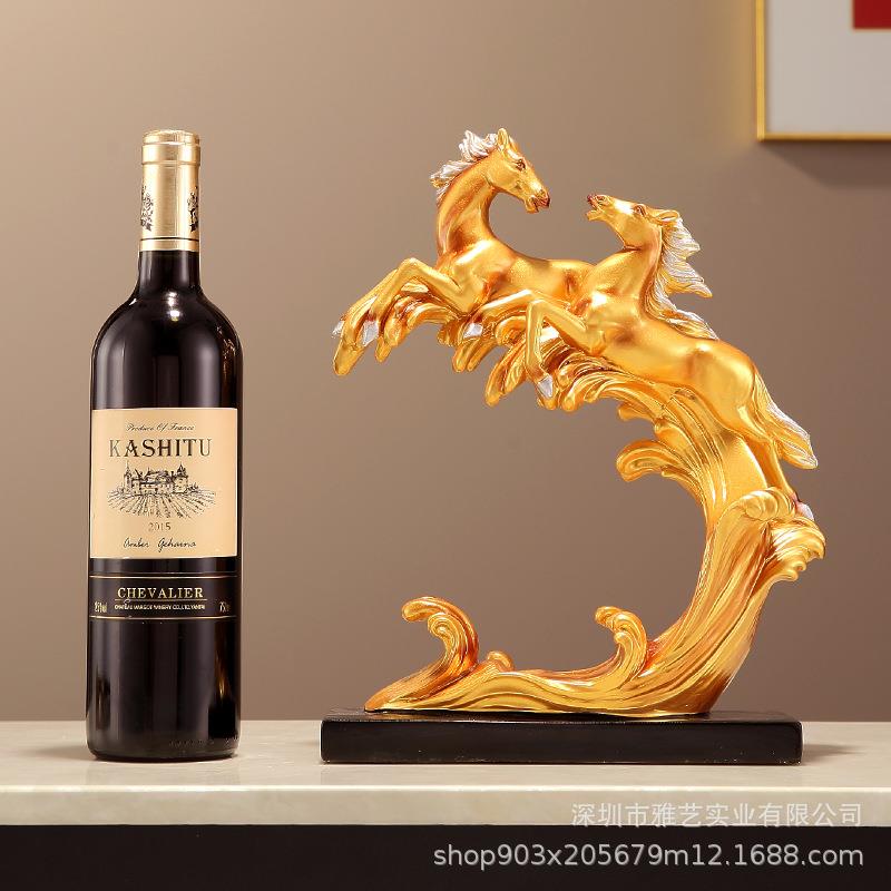 创意马酒架摆件红酒托新中式客厅电视柜玄关酒柜家居装饰高档