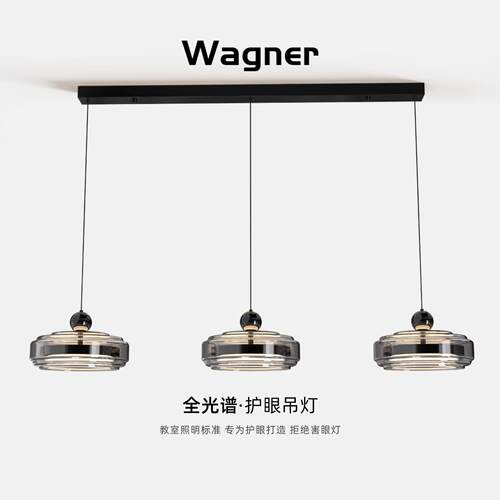 意式极简饭厅吊灯现代简约高级感黑色玻璃餐桌灯一字三头吧台灯具