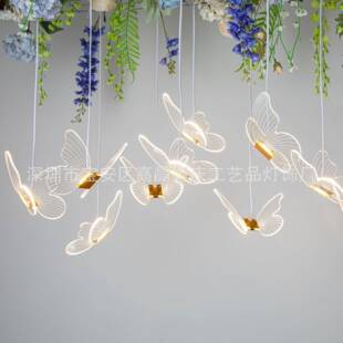 森系婚亚礼10婚头AHY蝴克力发光蝶吊灯庆舞台装 饰派对 饰灯橱窗装