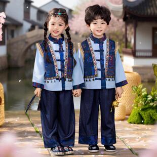 广西壮族三月三民族服装儿童汉服男童少数民族苗族女童表演服套装