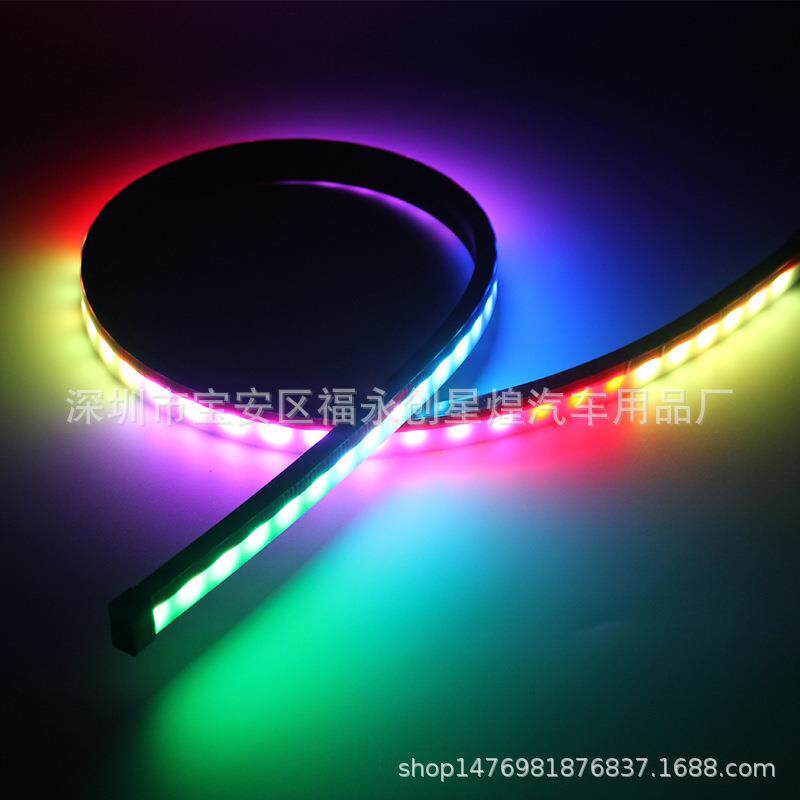 新款 汽车七彩高位刹车灯LED通用款转向灯条流光后防追尾警示灯带