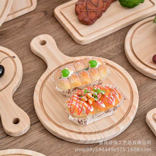 简约实酪披木萨托盘家用面板寿司托盘手柄奶板木带PBR质牛排餐盘