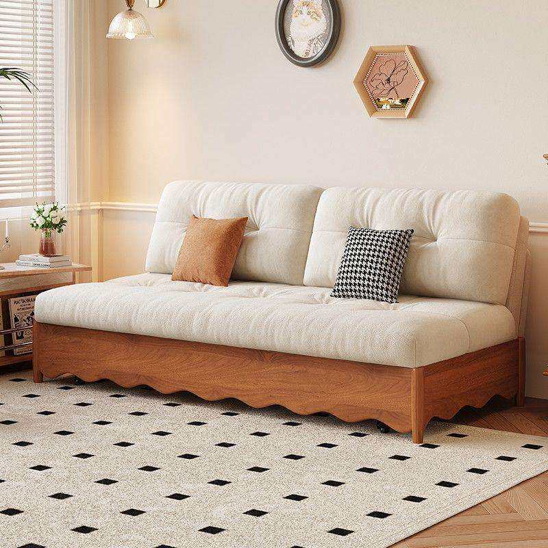 实木沙发床折叠两用可折叠沙发客厅小户型奶油多功能双人储物伸缩