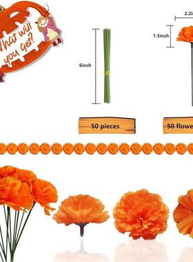 50Pcs Mexican Marigold Artificial Flowers for Day of The Dea
