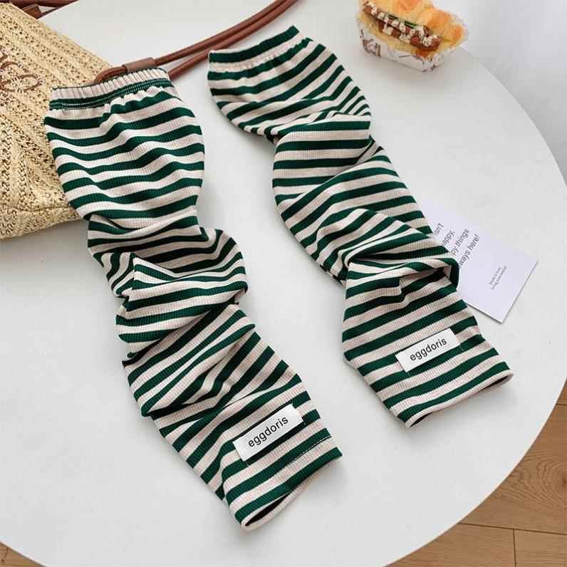 防晒条纹袖套透气宽松长款手套开车骑行防紫外线护袖冰袖套袖