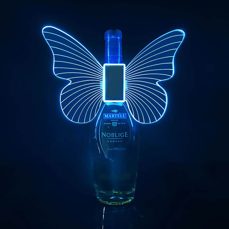 酒吧led七彩发光蝴蝶翅膀香槟头酒塞充电闪光棒爆闪出酒气氛道具