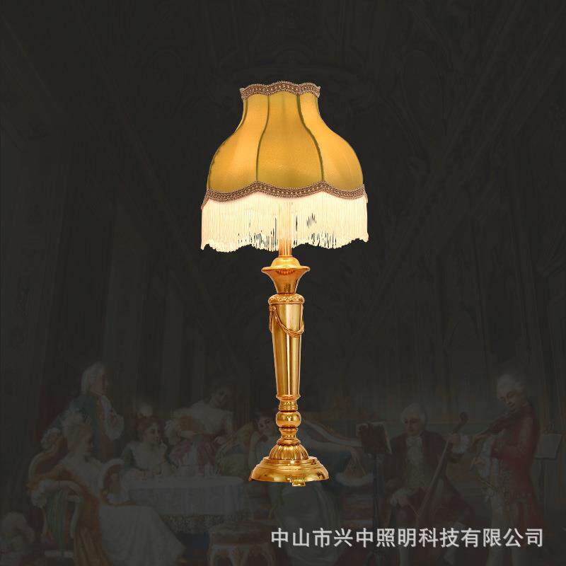 法式全铜客厅台灯欧式复古奢华卧室床头书房别墅创意大气装饰铜灯