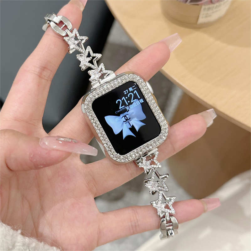 星星水钻iwatchS9苹果手表带适用Appleiwatch87654se表带小众日韩