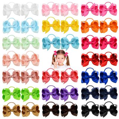 20Pcs/lot Solid Grosgrain Ribbon Bows For Baby Girls tail Ho