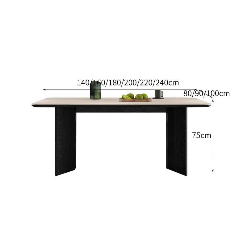 长方形小户型奢板餐桌实木简约家用餐桌轻组合白蜡木式意现代岩椅