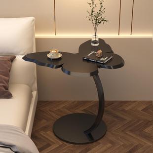 黑色小茶几艺术感桌子可移动沙发边几极简边桌床头置物架阳台茶桌