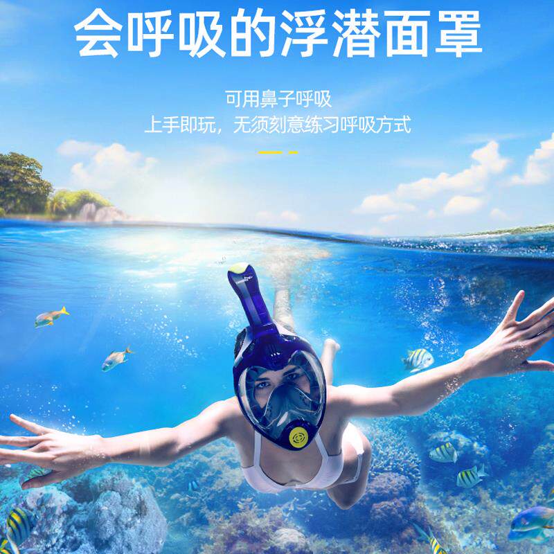 潜水面罩浮潜三宝全干式可呼吸管儿童成人近视镜游泳装备王之