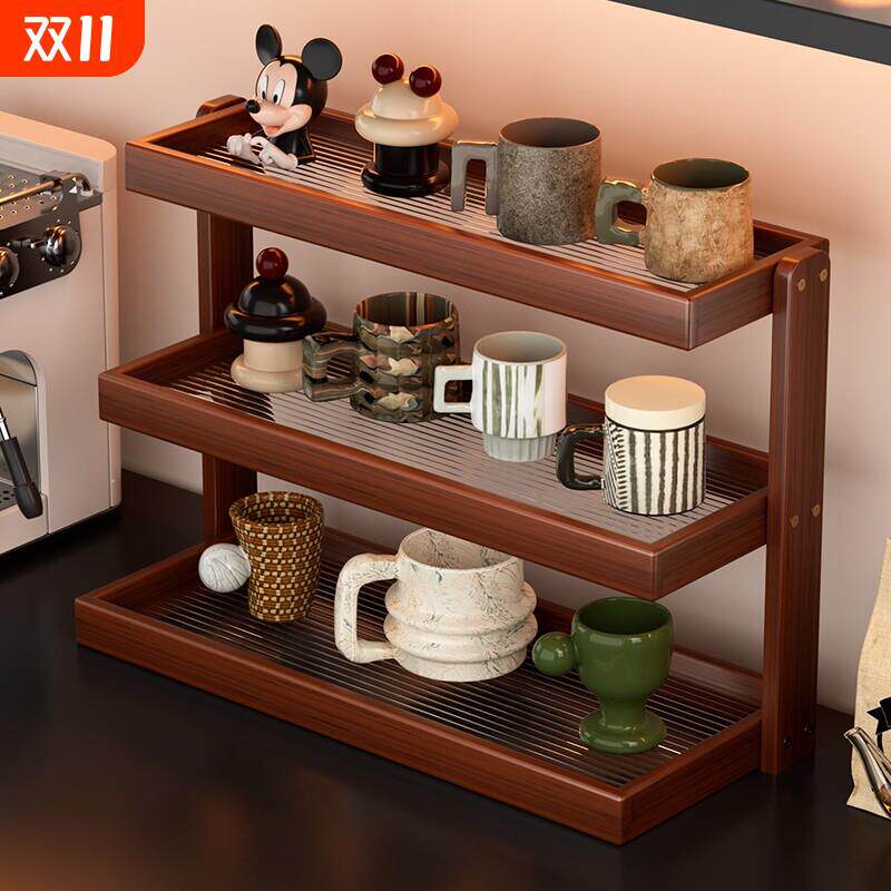 桌面亚克力杯架置物架覆古水杯收纳小型马克杯咖啡奶茶店转角架子