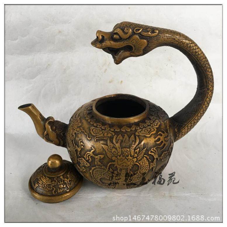 纯铜龙壶酒壶摆件龙头茶壶手提水壶家居装饰摆设铜壶工艺品