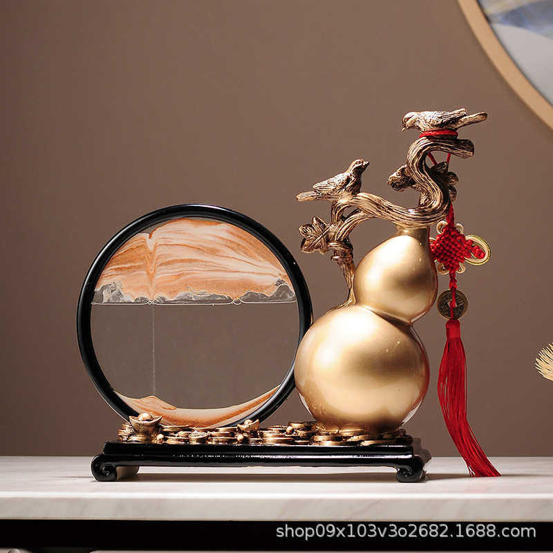 新中式红木家私家居装修搭配摆件 家用客厅电视柜葫芦流沙装饰品