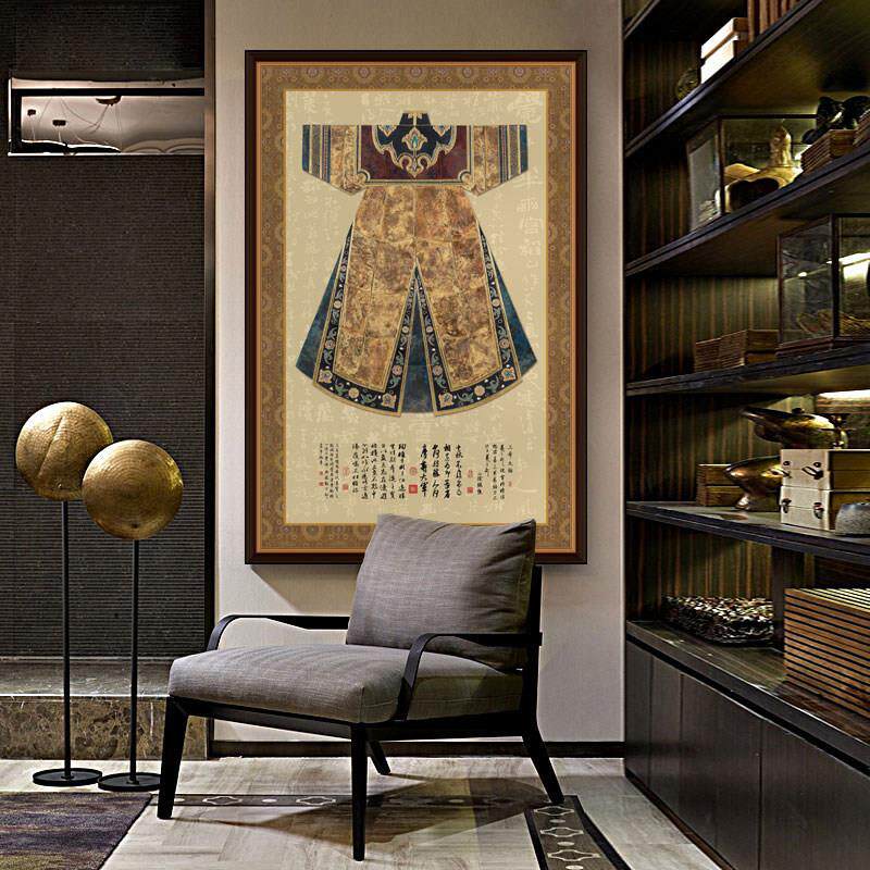 新中式客厅装饰画玄关龙袍书房古典服饰壁画展厅民宿卧室覆古挂画