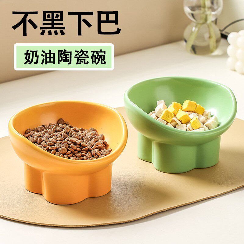 陶瓷猫碗猫食盆可爱宠物碗喝水碗粮碗猫咪饭碗狗狗碗不易打翻护颈