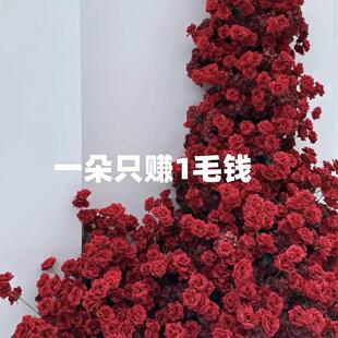 浪漫玫瑰瀑布仿真花艺桌面装饰橱窗打卡绢花造景生日布置