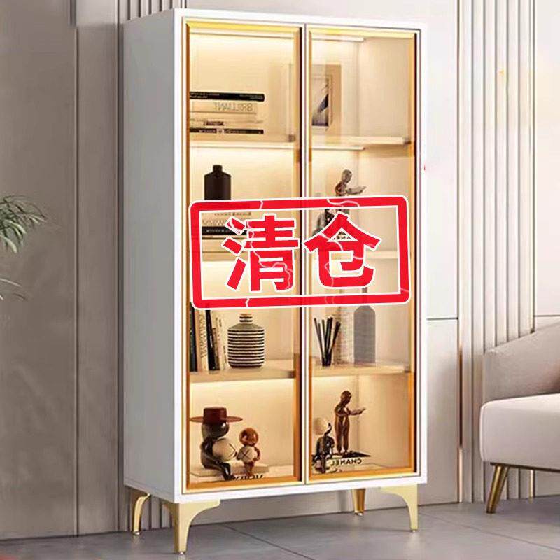 书柜书架落地置物架现代简约书房防尘玻璃门书橱家用儿童储物柜子