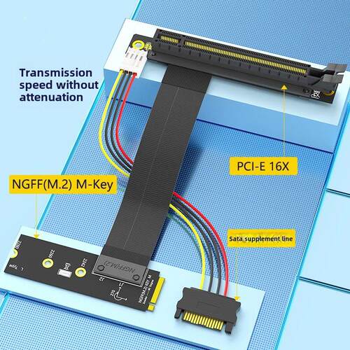 M.2 Ngff M-Key到Pci-E 16X延长线连接线缆Nvme到Pci-E 16X延长线