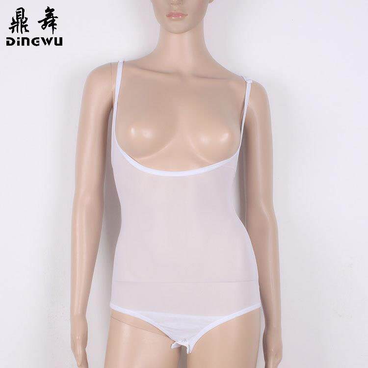 肚皮舞上衣上装女 透明网纱吊带打底托胸上衣 练功服背心连体