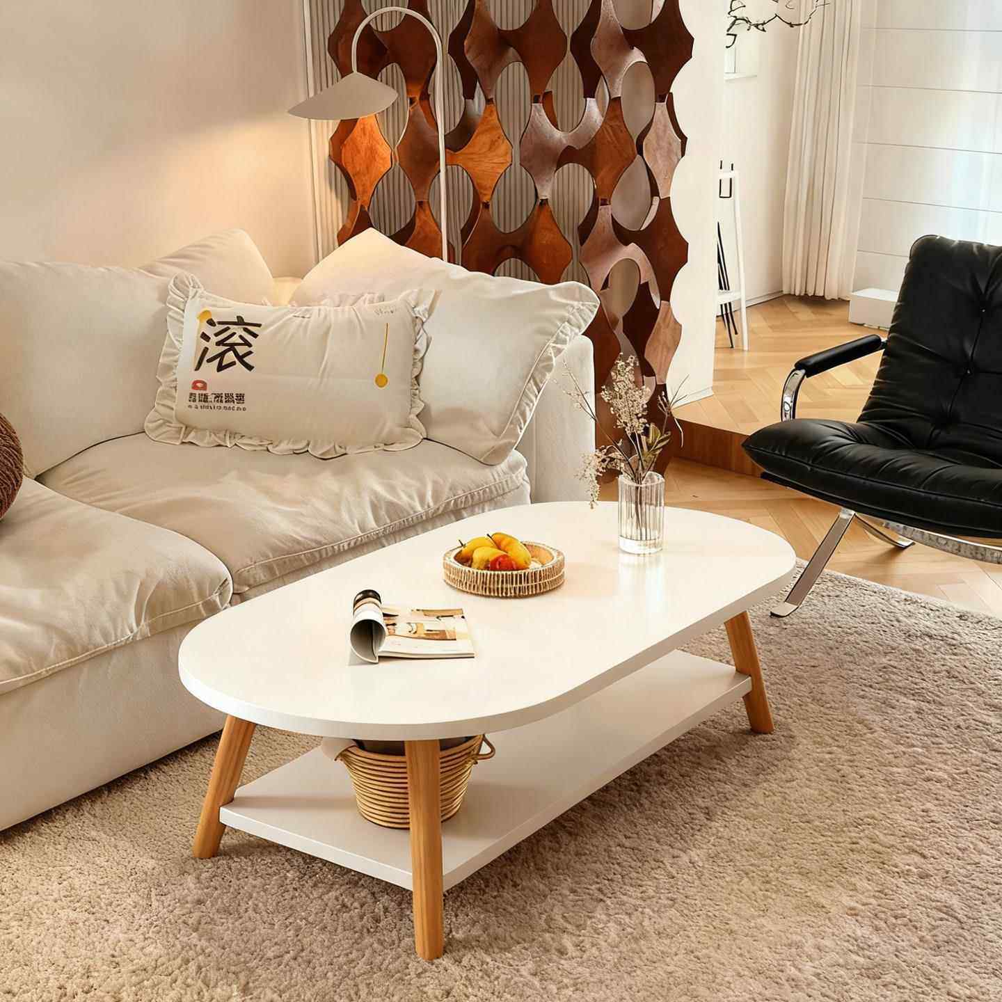 茶几现代简约网红实木腿茶桌客厅家用小户型奶油风茶台简易小桌子,住宅家具,茶几,淘宝优惠券,粉丝福利购,淘宝优惠卷