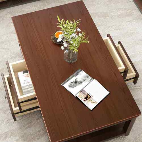 新中现式实茶木YYT约茶几桌客厅家用小户型几柜简代储物长方形茶