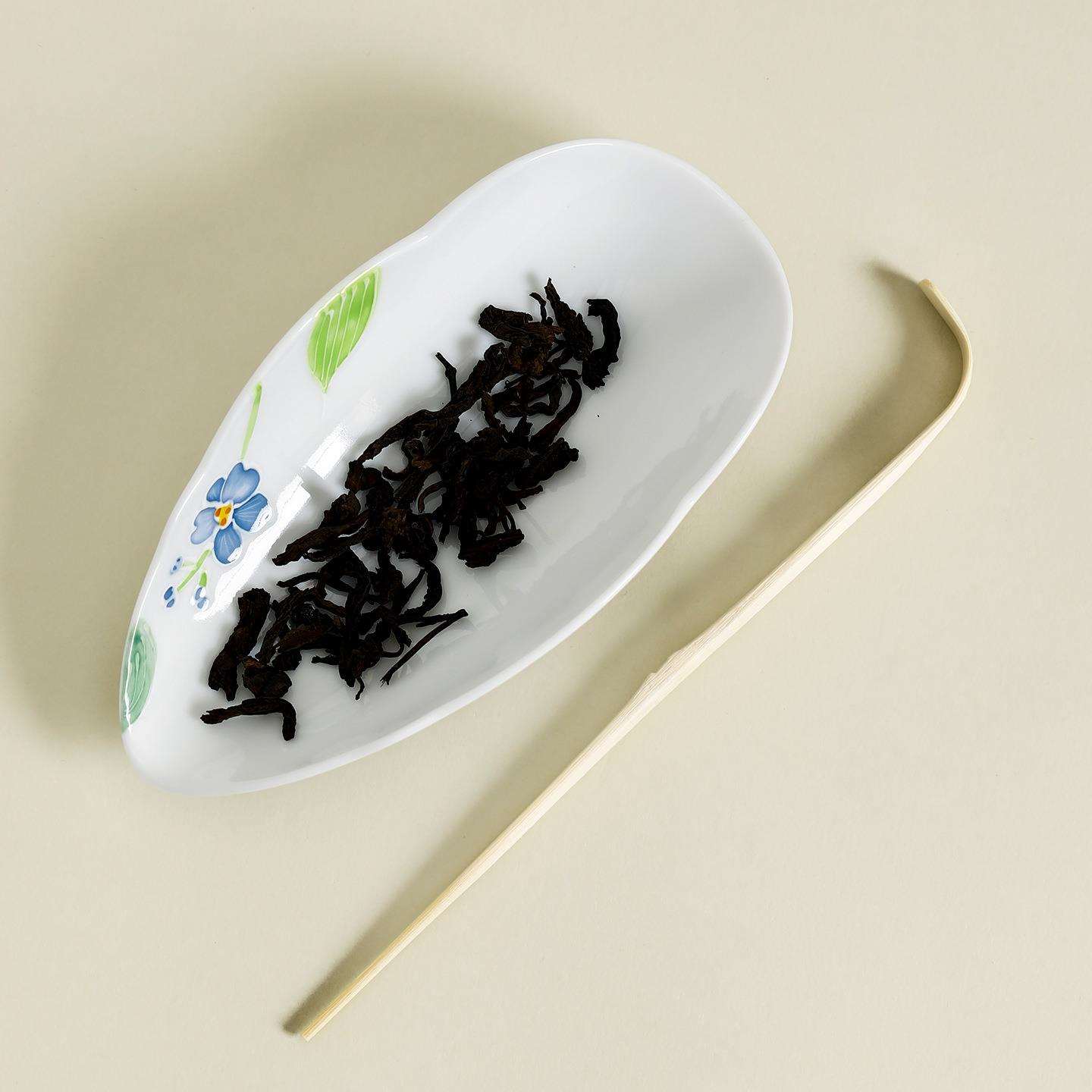 白瓷手绘勿忘草茶则茶拨二件套陶瓷赏茶醒茶荷套装茶道零配件茶器