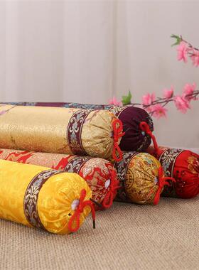 织锦缎小圆枕枕套中式枕头柏籽壳艾草花椒籽靠枕腰枕荞麦拉伸枕头