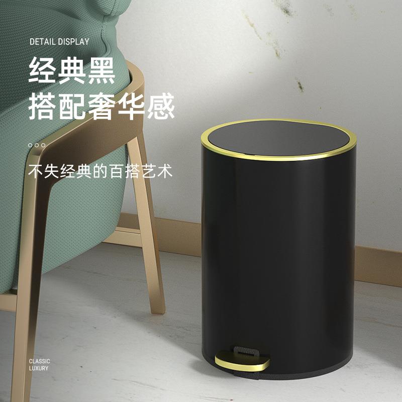 304家用双层不锈钢垃圾桶商用酒店办公室厨房卫生间脚踏翻盖收纳